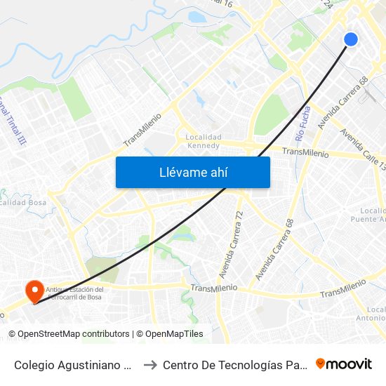 Colegio Agustiniano Salitre (Av. La Esperanza - Kr 69b) to Centro De Tecnologías Para La Construcción Y La Madera (Sena) map