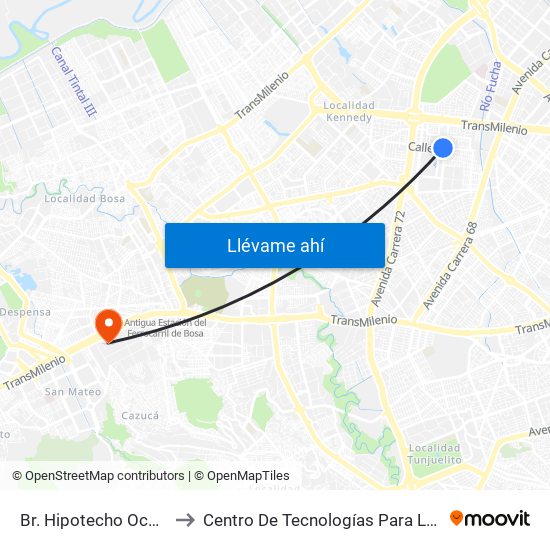 Br. Hipotecho Occidental (Ac 3 - Kr 70b) to Centro De Tecnologías Para La Construcción Y La Madera (Sena) map