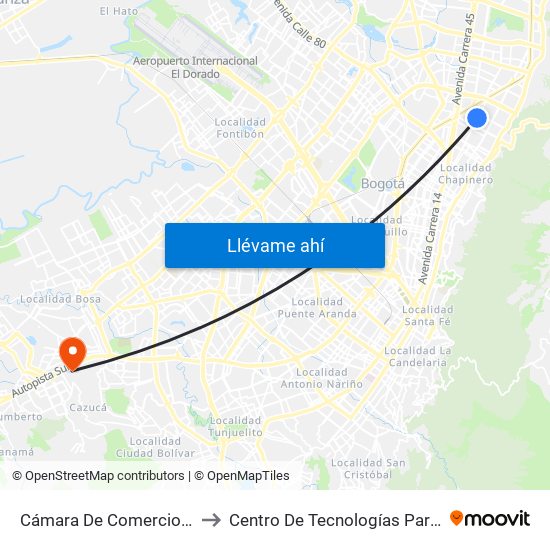 Cámara De Comercio Sede Norte (Ak 15 - Cl 93a) (B) to Centro De Tecnologías Para La Construcción Y La Madera (Sena) map