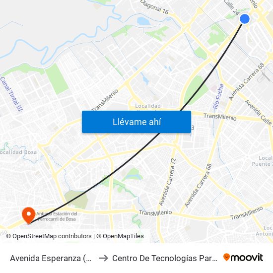 Avenida Esperanza (Av. Boyacá - Av. Esperanza) (A) to Centro De Tecnologías Para La Construcción Y La Madera (Sena) map