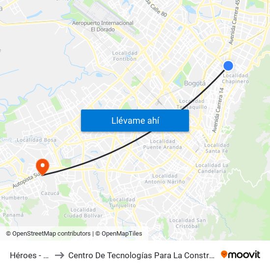 Héroes - Gel'Hada to Centro De Tecnologías Para La Construcción Y La Madera (Sena) map