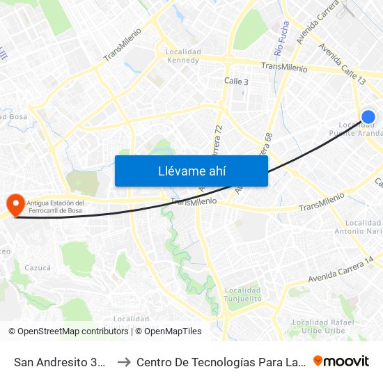 San Andresito 38 - Sena (Cl 9 - Kr 38) to Centro De Tecnologías Para La Construcción Y La Madera (Sena) map