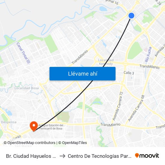 Br. Ciudad Hayuelos (Av. Centenario - Av. C. De Cali) to Centro De Tecnologías Para La Construcción Y La Madera (Sena) map