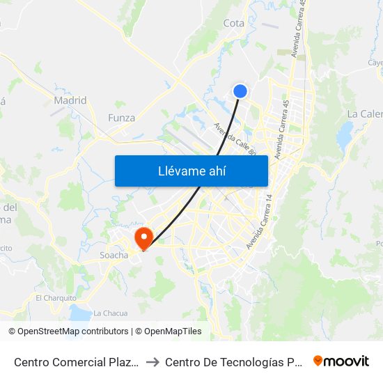 Centro Comercial Plaza Imperial (Av. C. De Cali - Av. Suba) to Centro De Tecnologías Para La Construcción Y La Madera (Sena) map