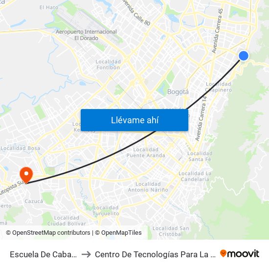 Escuela De Caballería (Ak 7 - Cl 101) to Centro De Tecnologías Para La Construcción Y La Madera (Sena) map