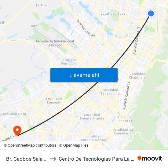 Br. Caobos Salazar (Ac 147 - Kr 14) to Centro De Tecnologías Para La Construcción Y La Madera (Sena) map