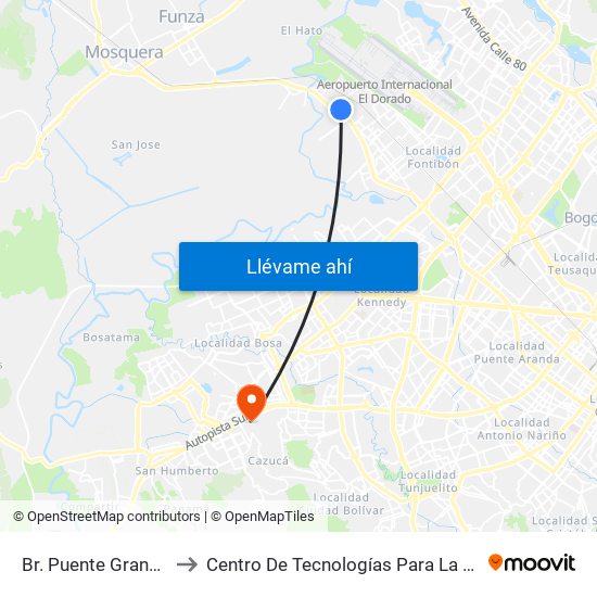 Br. Puente Grande (Tv 128 - Cl 17f) to Centro De Tecnologías Para La Construcción Y La Madera (Sena) map