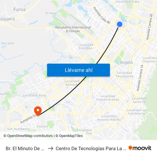 Br. El Minuto De Dios (Tv 76 - Dg 81i) to Centro De Tecnologías Para La Construcción Y La Madera (Sena) map