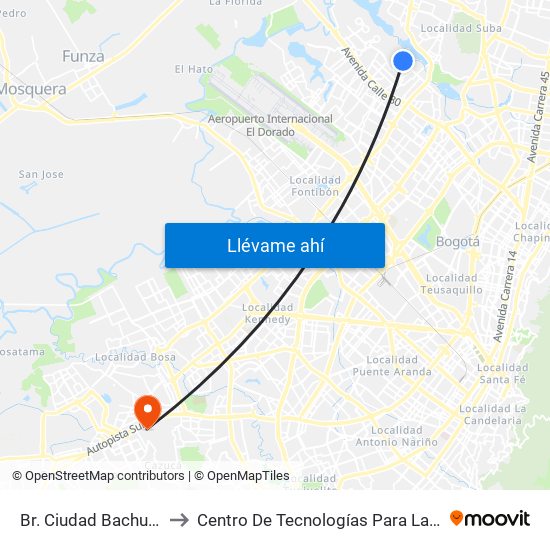 Br. Ciudad Bachué (Ac 90 - Kr 95f) (A) to Centro De Tecnologías Para La Construcción Y La Madera (Sena) map