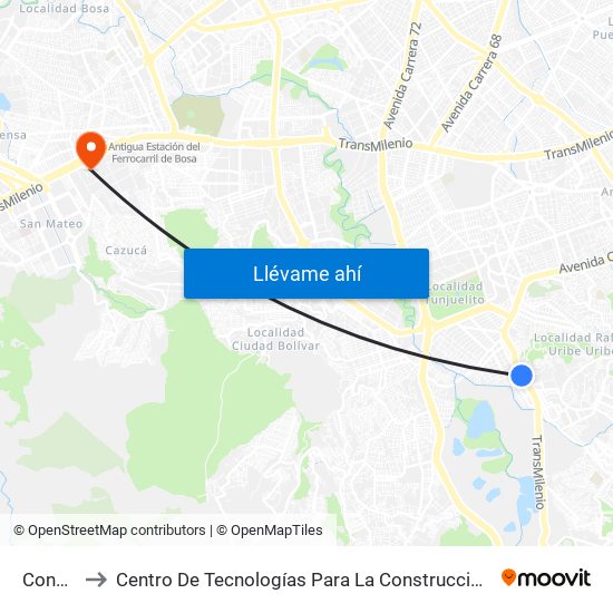 Consuelo to Centro De Tecnologías Para La Construcción Y La Madera (Sena) map