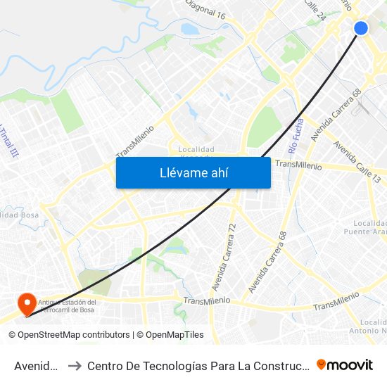 Avenida Rojas to Centro De Tecnologías Para La Construcción Y La Madera (Sena) map