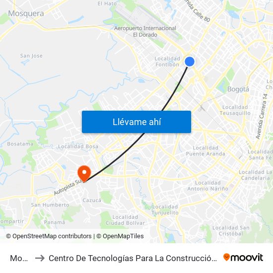 Modelia to Centro De Tecnologías Para La Construcción Y La Madera (Sena) map
