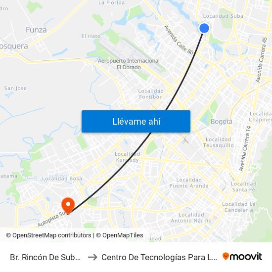 Br. Rincón De Suba (Av. C. De Cali - Kr 93) to Centro De Tecnologías Para La Construcción Y La Madera (Sena) map