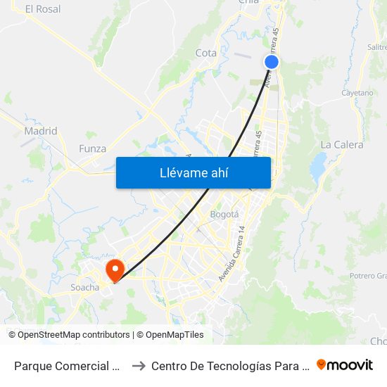 Parque Comercial Bima (Auto Norte - Ac 235) to Centro De Tecnologías Para La Construcción Y La Madera (Sena) map