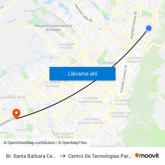 Br. Santa Bárbara Central II Sector (Ac 116 - Kr 11a) to Centro De Tecnologías Para La Construcción Y La Madera (Sena) map