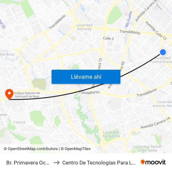 Br. Primavera Occidental (Ac 6 - Kr 41) to Centro De Tecnologías Para La Construcción Y La Madera (Sena) map