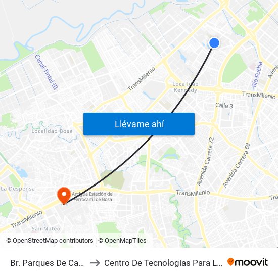 Br. Parques De Castilla 6 (Kr 79a - Cl 11a) to Centro De Tecnologías Para La Construcción Y La Madera (Sena) map