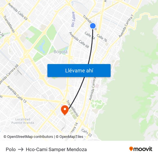 Polo to Hco-Cami Samper Mendoza map