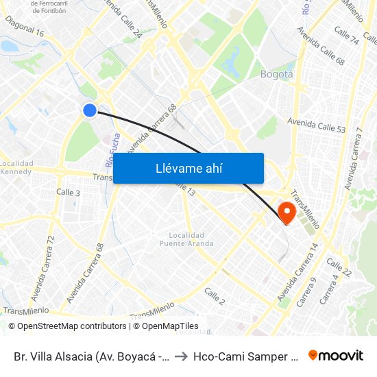 Br. Villa Alsacia (Av. Boyacá - Cl 12a) (A) to Hco-Cami Samper Mendoza map