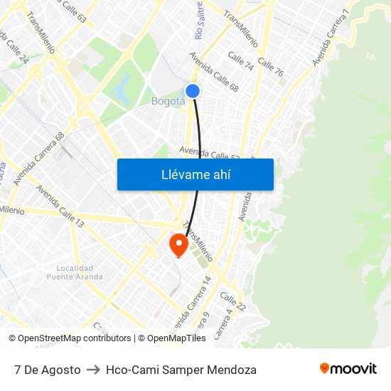 7 De Agosto to Hco-Cami Samper Mendoza map