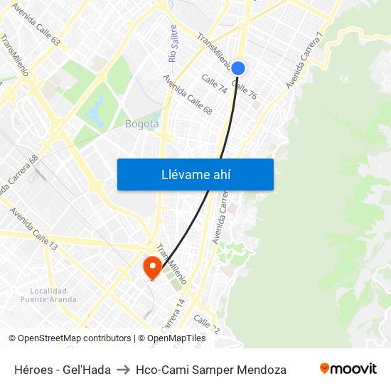 Héroes - Gel'Hada to Hco-Cami Samper Mendoza map