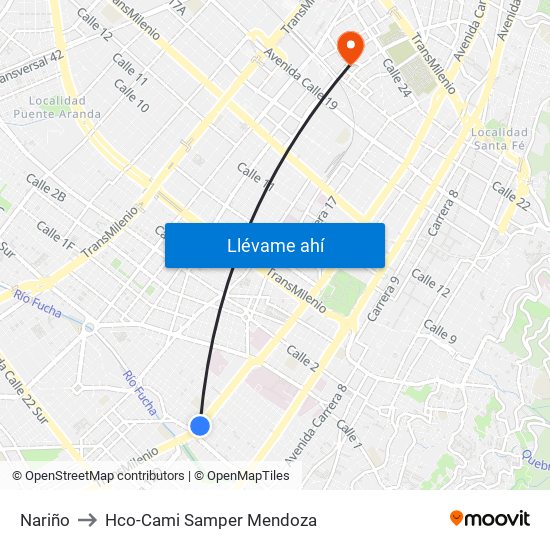 Nariño to Hco-Cami Samper Mendoza map