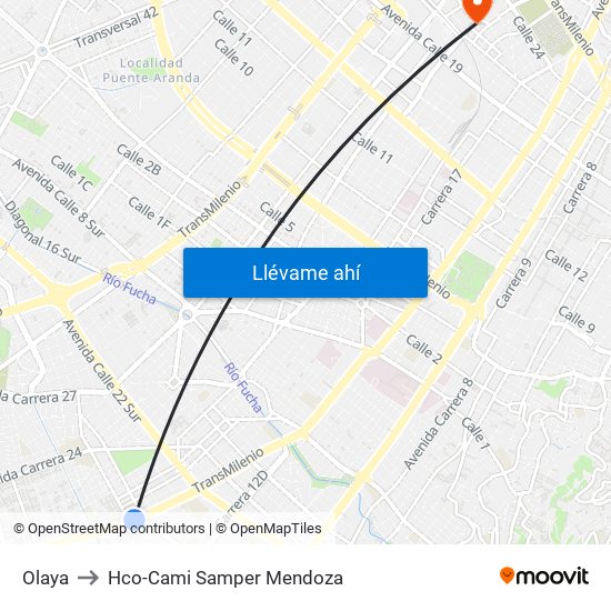 Olaya to Hco-Cami Samper Mendoza map