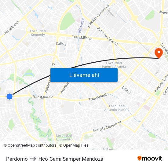 Perdomo to Hco-Cami Samper Mendoza map