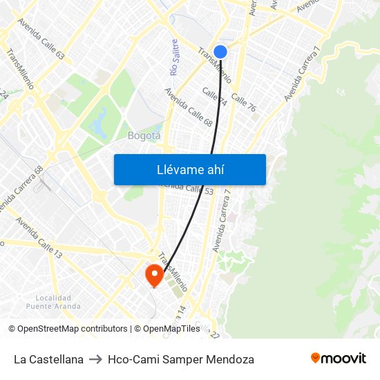 La Castellana to Hco-Cami Samper Mendoza map