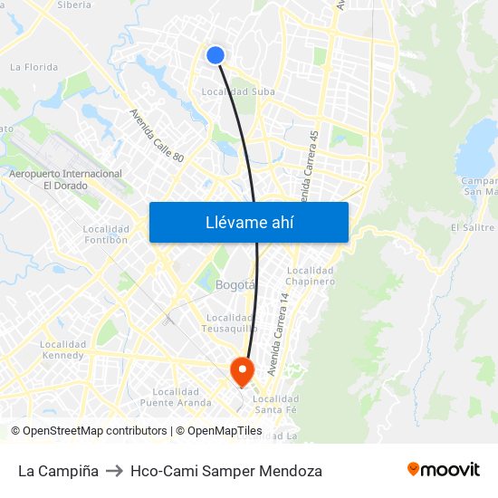 La Campiña to Hco-Cami Samper Mendoza map