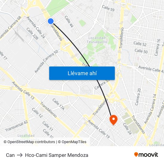 Can to Hco-Cami Samper Mendoza map
