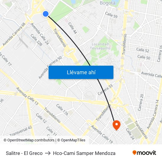 Salitre - El Greco to Hco-Cami Samper Mendoza map