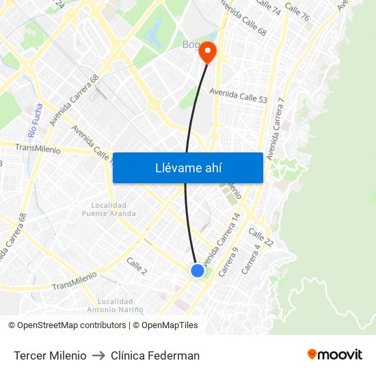 Tercer Milenio to Clínica Federman map