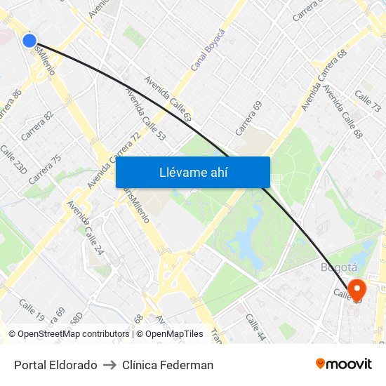 Portal Eldorado to Clínica Federman map