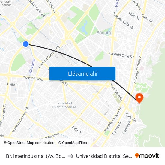 Br. Interindustrial (Av. Boyacá - Cl 13) (A) to Universidad Distrital Sede Macarena A map