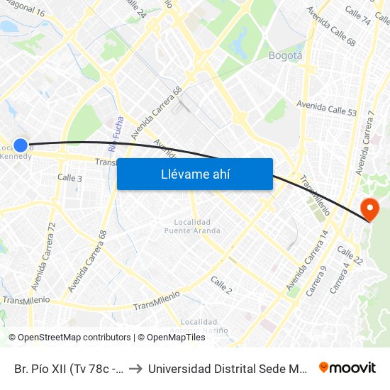 Br. Pío XII (Tv 78c - Cl 6a) to Universidad Distrital Sede Macarena A map