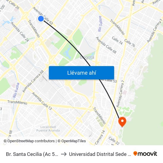 Br. Santa Cecilia (Ac 53 - Kr 77c) to Universidad Distrital Sede Macarena A map