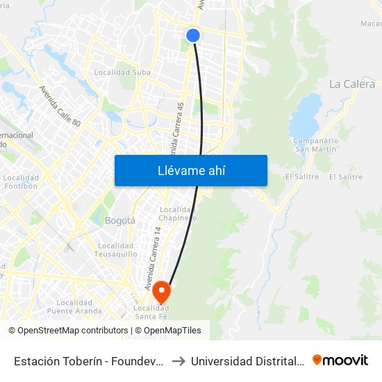 Estación Toberín - Foundever (Auto Norte - Cl 166) to Universidad Distrital Sede Macarena A map