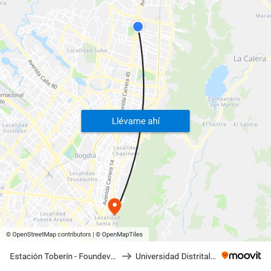 Estación Toberín - Foundever (Auto Norte - Cl 164) to Universidad Distrital Sede Macarena A map