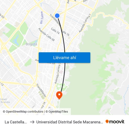 La Castellana to Universidad Distrital Sede Macarena A map