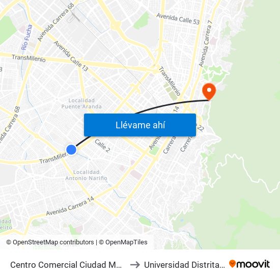 Centro Comercial Ciudad Montes (Auto Sur - Cl 11 Sur) to Universidad Distrital Sede Macarena A map