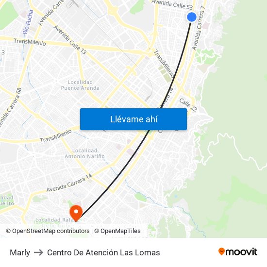 Marly to Centro De Atención Las Lomas map