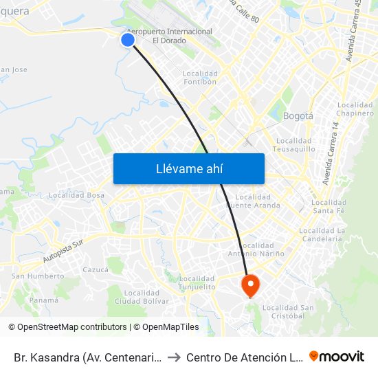 Br. Kasandra (Av. Centenario - Kr 134a) to Centro De Atención Las Lomas map