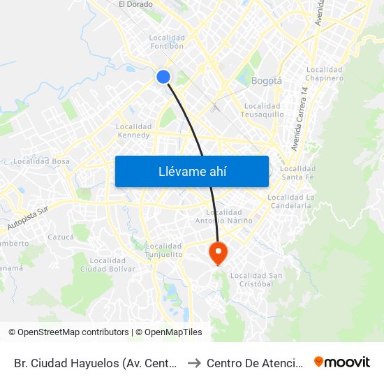 Br. Ciudad Hayuelos (Av. Centenario - Av. C. De Cali) to Centro De Atención Las Lomas map