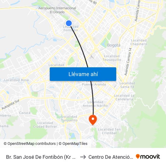 Br. San José De Fontibón (Kr 100 - Av. Esperanza) to Centro De Atención Las Lomas map