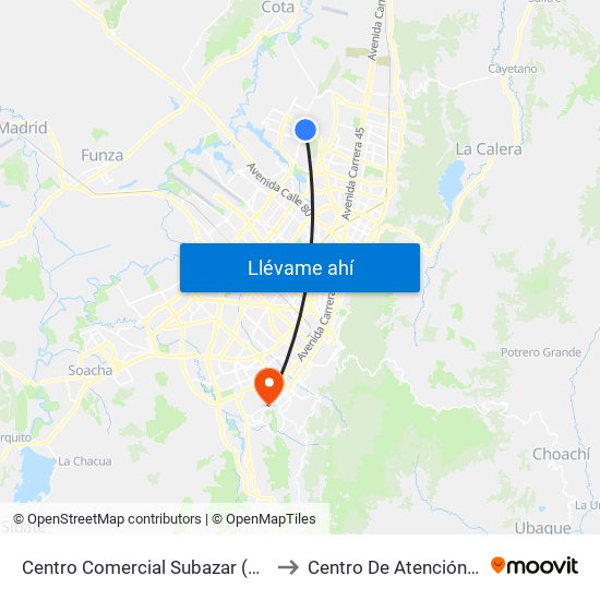 Centro Comercial Subazar (Av. Suba - Kr 91) to Centro De Atención Las Lomas map