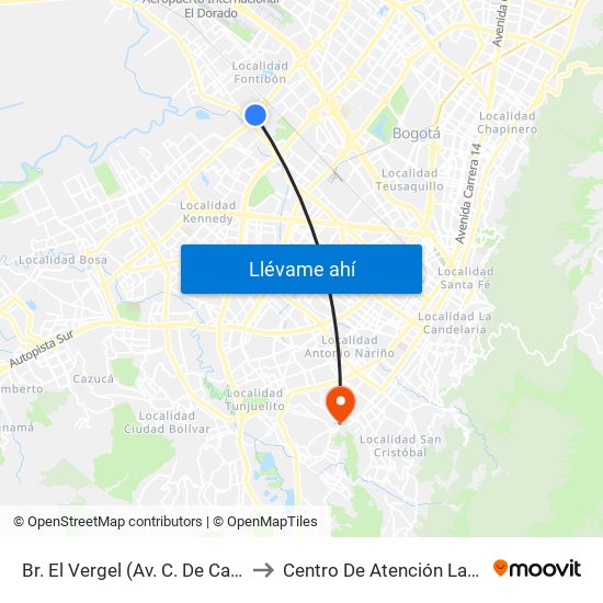 Br. El Vergel (Av. C. De Cali - Cl 18) to Centro De Atención Las Lomas map