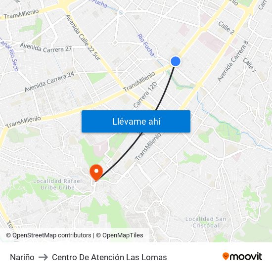 Nariño to Centro De Atención Las Lomas map