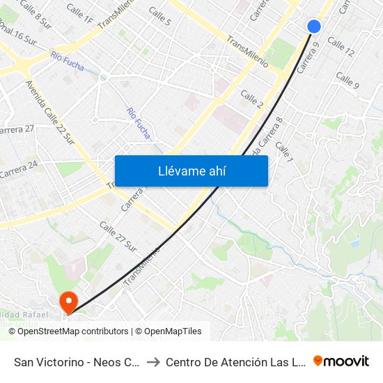 San Victorino - Neos Centro to Centro De Atención Las Lomas map