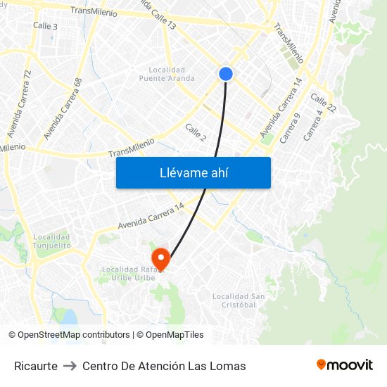 Ricaurte to Centro De Atención Las Lomas map